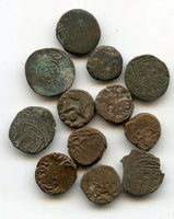 Lot of 12 billon and bronze, various rulers, 1150-1300, Kingdoms in Central Asia and India