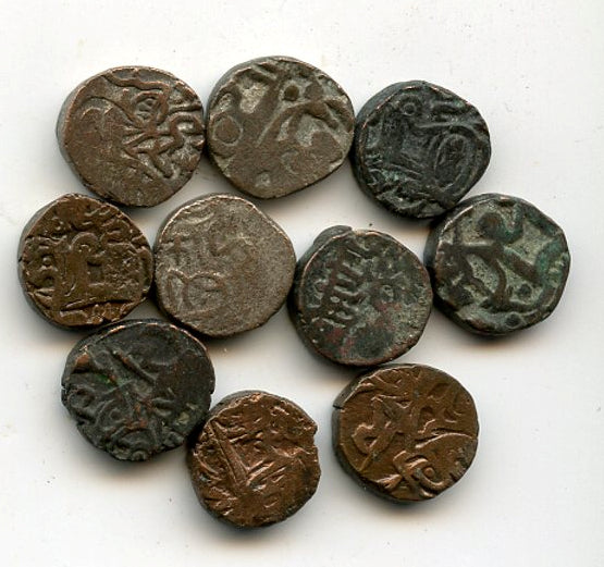 Lot of 10 billon and bronze, various rulers, 1150-1300, Kingdoms in Central Asia and India