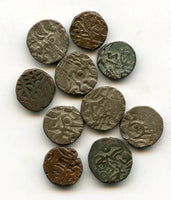 Lot of 10 billon and bronze, various rulers, 1150-1300, Kingdoms in Central Asia and India