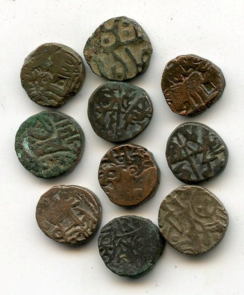 Lot of 10 billon and bronze, various rulers, 1150-1300, Kingdoms in Central Asia and India