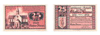 Nice notgeld paper money 25 pfennig, 1921, Kloster Zinna, Germany.