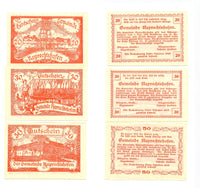 Set of 3 different notgeld paper money, 1920,  Ruprechtshofen, Austria