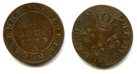 Billon 2 Sous, Colonie de Cayenne (French Guyana), Louis XVI, 1789