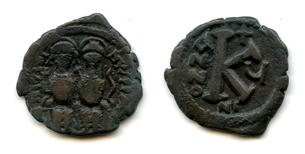 1/2 follis of Justin II (565-578), 575 AD, Nicomedia, Byzantine Empire