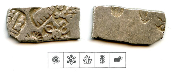 Nice silver karshapana, Nanda period (ca.345-323 BC), Magadha, India (G/H #464)