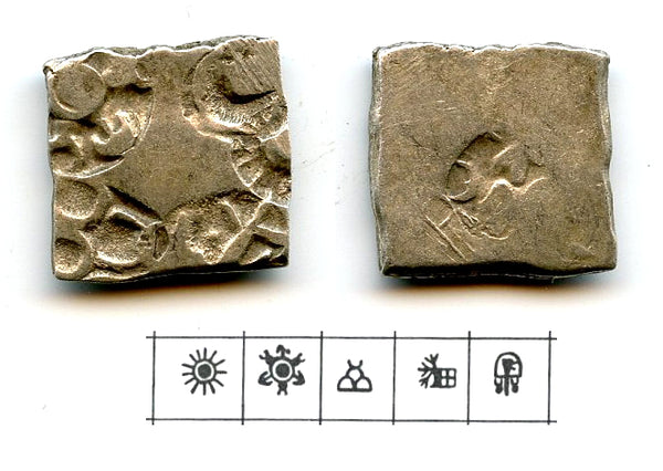 Silver karshapana, Samprati (ca.216-207 BC), Mauryan Empire, India (G/H#575)