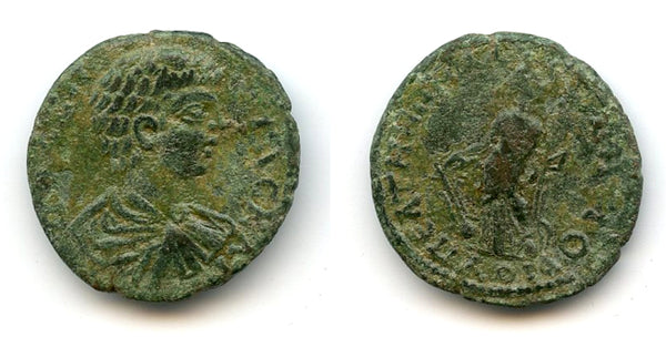 AE21 of Geta (209-212 AD), Peltae, Phrygia, Roman Empire