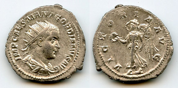 VICTORIA silver antoninianus of Gordian III (138-244 AD), Roman Empire