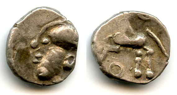 Silver quinarius, c.80-50 BC, the Aedui tribe, Celtic Gaul