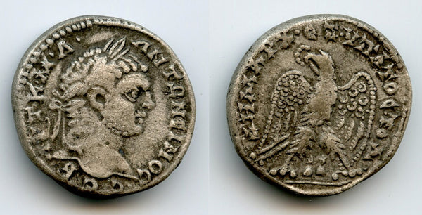 Billon tetradrachm, Caracalla (198-217 CE), Akko-Ptolemais in Phoenicia, Roman Provincial Issue (Pr.1223)