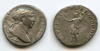 Silver denarius w/Roma, Trajan (98-117 CE), Rome mint, Roman Empire (RIC 115)