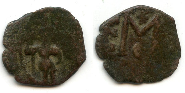 Arab-Byzantine follis, c.635-670, Dimashq mint, Ummayad Caliphate (Walker-7ff)