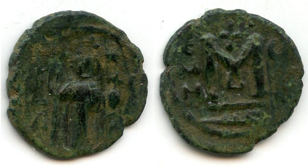 Unlisted pre-reform Arab-Byzantine follis, ca.685-693, Emesa, Ummayad Caliphate