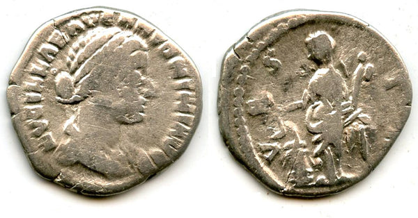 Silver denarius of Lucilla, wife of Lucius Verus (d.169 CE), Roman Empire (RIC 788)