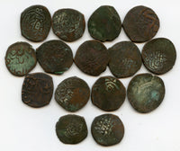 Lot of 15 Timurid/Shaybanid Central Asian large copper coins, c.1400-1500s