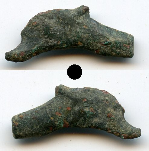 Quality ancient bronze AE22 dolphin-shaped coin, Olbia, Sarmatia, 5th/4th c. BC