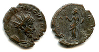 Ancient barbarous antoninianus of Tetricus I (ca.270-280 AD), Pax type, Gaul, Roman Empire