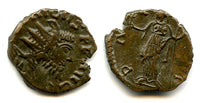 Ancient barbarous antoninianus of Tetricus I (ca.270-280 AD), Pax type, Gaul, Roman Empire