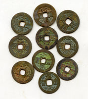 Lot of 10 mixed cash-coins, various types from the 1500's, Vietnam