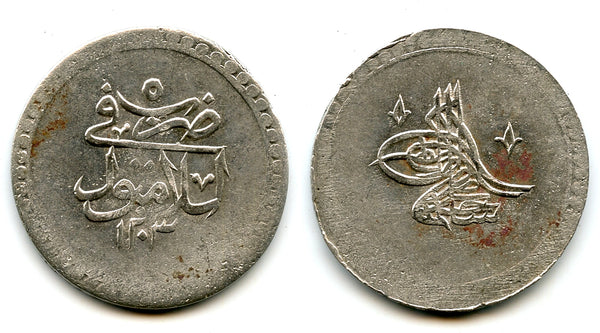 Silver 2-piastres (ikilik), RY5 (1793), Selim III (1789-1807), Ottoman Empire (KM 504)