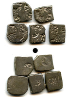 Lot of 5 nicer silver drachms (karshapanas), 200s BC, Mauryan Empire, India