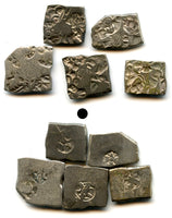 Lot of 5 nicer silver drachms (karshapanas), 200s BC, Mauryan Empire, India