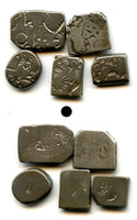 Lot of 5 nicer silver drachms (karshapanas), 200s BC, Mauryan Empire, India