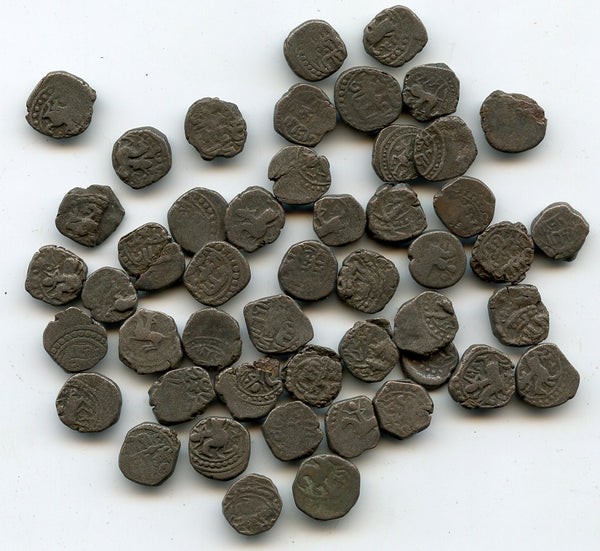 Lot of 48 various jitals w/horseman, 1100-1200 - Yildiz, Ghorids, Khwarizm etc.