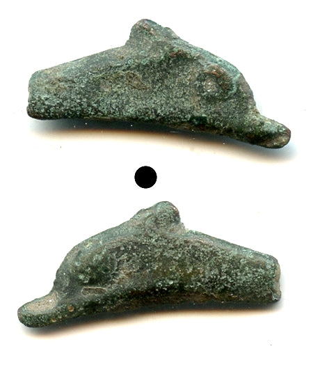 Ancient AE22 dolphin-shaped coin, Olbia, Sarmatia, 500-350 BC, Greece