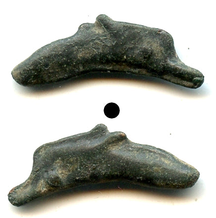 Ancient AE24 dolphin-shaped coin, Olbia, Sarmatia, 500-350 BC, Greece