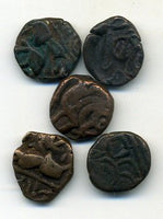 Lot of 5 quality bronze drachms, various rulers, 12th-16th centuries, Kangra Kingdom, India