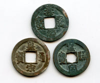 Lot of 3 unsorted 1-cash coins, Northern Song dynasty (960-1127 AD), China