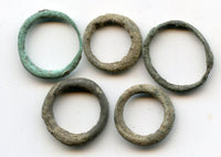 Lot of 5 ancient Celtic bronze ring money pieces from Hungary, ca.800-500 BC