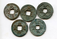 960-1127 AD - Northern Song dynasty (960-1127), lot of 5 nicer bronze cash of different Emperors, China